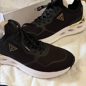 GUESS Men's Sneakers in Black with Gold Highlights